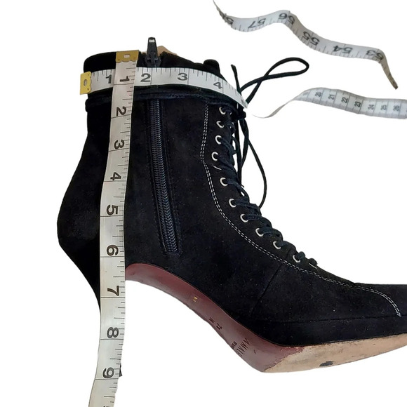 Vintage‎ 90's Y2K Black Suede Platform Lace Up Boots Goth Witchcore Sexy - Picture 7 of 16